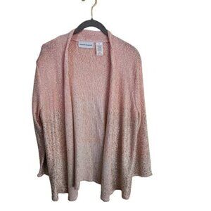 Alfred Dunner Peach Ombre Sequined Cardigan Sweater ASO Betty White Size M